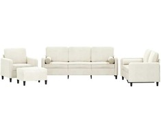 Sofa Sofos komplektas su pagalvėmis, 4 dalių, kreminis, aksomas