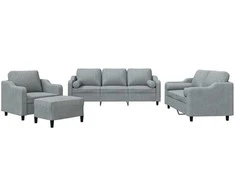 Sofa Sofos komplektas su pagalvėmis, 4 dalių, pilkas, audinys