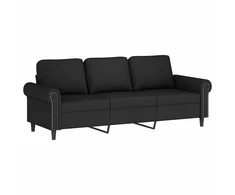Sofa Sofos komplektas su pagalvėmis, 4 dalių, juodas, aksomas