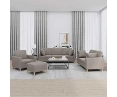 Sofa Sofos komplektas su pagalvėmis, 4 dalių, taupe, audinys