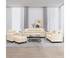 Sofa Sofos komplektas su pagalvėmis, 4 dalių, smėlio, audinys