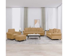 Sofa Sofos komplektas su pagalvėmis, 4 dalių, rudas, aksomas