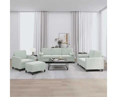 Sofa Sofos komplektas su pagalvėmis, 4 dalių, pilkas, aksomas