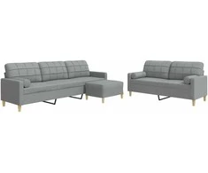 Sofa Sofos komplektas su pagalvėmis/pakoja, 3 dalių, taupe, audinys