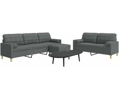 Sofa Sofos komplektas su pagalvėmis/pakoja, 3 dalių, pilka, audinys