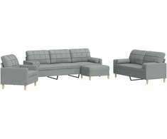 Sofa Sofos komplektas su pagalvėmis/pakoja, 4 dalių, taupe, audinys