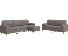 Sofa Sofos komplektas su pagalvėmis/pakoja, 3 dalių, taupe, audinys