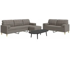 Sofa Sofos komplektas su pagalvėmis/pakoja, 3 dalių, taupe, audinys