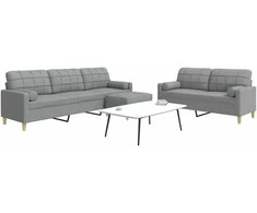 Sofa Sofos komplektas su pagalvėmis/pakoja, 3 dalių, taupe, audinys