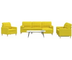 Sofa Sofos komplektas su pagalvėmis/pakoja, 4 dalių, geltonas