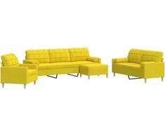 Sofa Sofos komplektas su pagalvėmis/pakoja, 4 dalių, geltonas