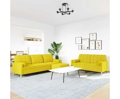 Sofa Sofos komplektas su pagalvėmis/pakoja, 3 dalių, geltonas