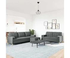 Sofa Sofos komplektas su pagalvėmis/pakoja, 3 dalių, pilka, audinys