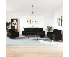 Sofa Sofos komplektas su pagalvėmis/pakoja, 4 dalių, juoda, audinys