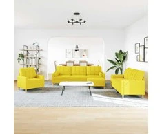 Sofa Sofos komplektas su pagalvėmis/pakoja, 4 dalių, geltonas