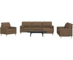 Sofa Sofos komplektas su pagalvėmis/pakoja, 4 dalių, juoda, audinys
