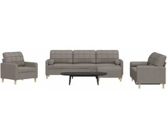 Sofa Sofos komplektas su pagalvėmis/pakoja, 4 dalių, taupe, audinys