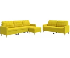 Sofa Sofos komplektas su pakoja, 3 dalių, geltonas, audinys