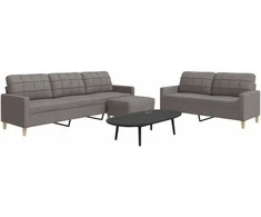 Sofa Sofos komplektas su pakoja, 3 dalių, taupe, audinys