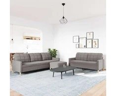 Sofa Sofos komplektas su pakoja, 3 dalių, taupe, audinys