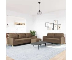 Sofa Sofos komplektas su pakoja, 3 dalių, rudas, audinys