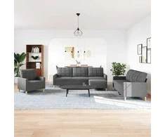 Sofa Sofos komplektas su pakoja, 4 dalių, pilkas, audinys