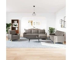 Sofa Sofos komplektas su pakoja, 4 dalių, taupe, audinys