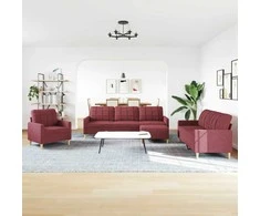 Sofa Sofos komplektas su pakoja, 4 dalių, vyno, audinys