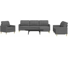 Sofa Sofos komplektas su pakoja, 4 dalių, pilkas, audinys