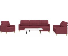 Sofa Sofos komplektas su pakoja, 4 dalių, vyno, audinys