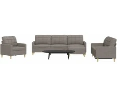 Sofa Sofos komplektas su pakoja, 4 dalių, taupe, audinys