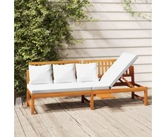 Sofa su kreminėmis pagalvėlėmis, 200x60x75cm, akacijos masyvas