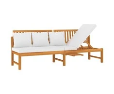 Sofa su kreminėmis pagalvėlėmis, 200x60x75cm, akacijos masyvas
