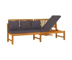 Sofa su pilkomis pagalvėlėmis, 200x60x75cm, akacijos masyvas