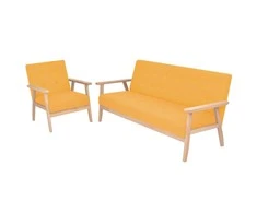 Sofa Sofos komplektas, 2 d., audinys, geltonas