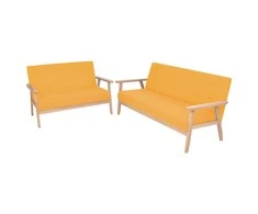 Sofa Sofos komplektas, 2 d., audinys, geltonas