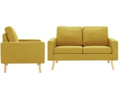 Sofa Sofos komplektas, 2 dalių, geltonas, audinys (288699+288709)