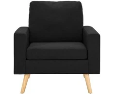 Sofa Sofos komplektas, 2 dalių, juodas, audinys (288702+288712)