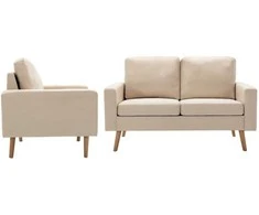 Sofa Sofos komplektas, 2 dalių, kreminis, audinys (288696+288706)