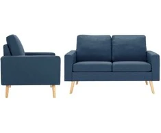 Sofa Sofos komplektas, 2 dalių, mėlynas, audinys (288697+288707)
