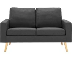 Sofa Sofos komplektas, 2 dalių, tamsiai pilkos spalvos, audinys