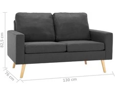 Sofa Sofos komplektas, 2 dalių, tamsiai pilkos spalvos, audinys