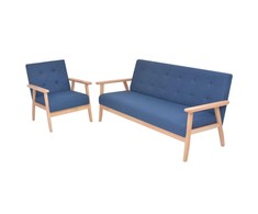 Sofa Sofos komplektas, 2d., audinys, mėlynas