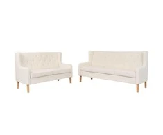 Sofa Sofos komplektas, 2vnt., audinys, kreminė pilka