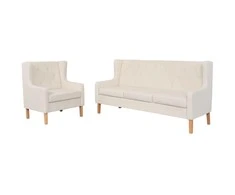 Sofa Sofos komplektas, 2vnt., audinys, kreminė balta