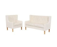 Sofa Sofos komplektas, 2vnt., audinys, kreminė balta