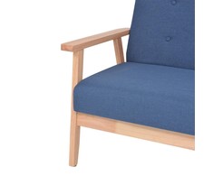Sofa Sofos komplektas, 3 dalių, mėlynos spalvos, audinys
