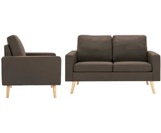 Sofa Sofos komplektas, 3 dalių, rudas, audinys (288695+288705)