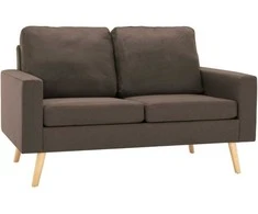 Sofa Sofos komplektas, 3 dalių, rudas, audinys (288695+288705)