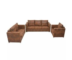 Sofa Sofos komplektas, 3d., dirbt. zomšos oda